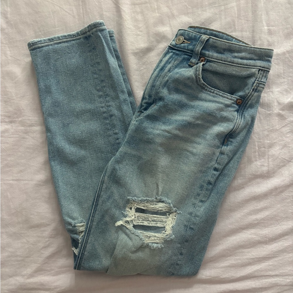 American Eagle Light Blue Stretch Distressed Jeans